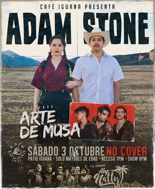Flyer de Adam Stone + artedemusa + hey.nattyreggae