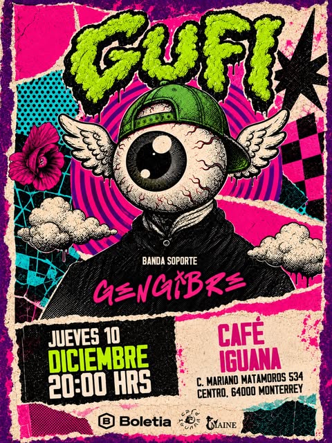 Flyer de ¡Monterrey! Nos vemos el 10 de diciembre en @cafeiguana Boletos ya a la venta en @boletia
