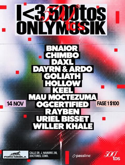 Flyer de Nos vemos este Sábado 14 de Noviembre en el Foro niebla junto a lo mejor del talento Mexa