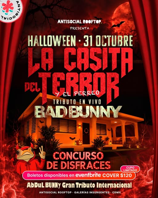 Flyer de Este sábado 31 de octubre abrimos LA CASITA DEL TERROR... Y EL PERREO