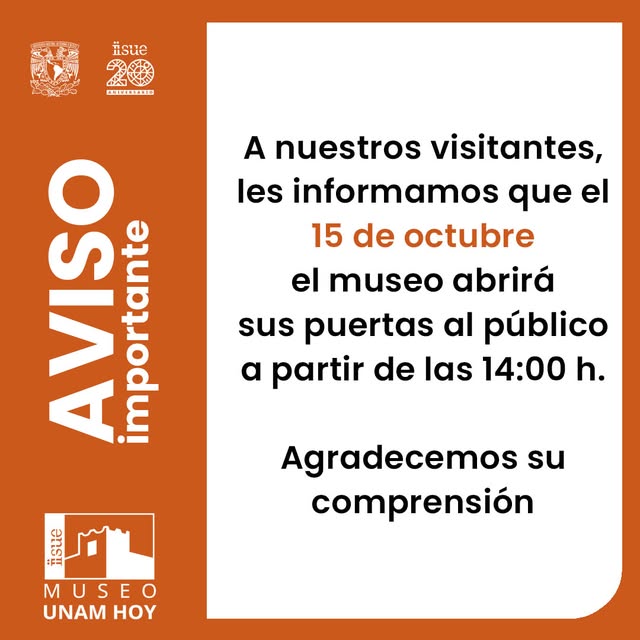 Flyer de Este jueves 15 de octubre, nuestro horario tendrá modificaciones