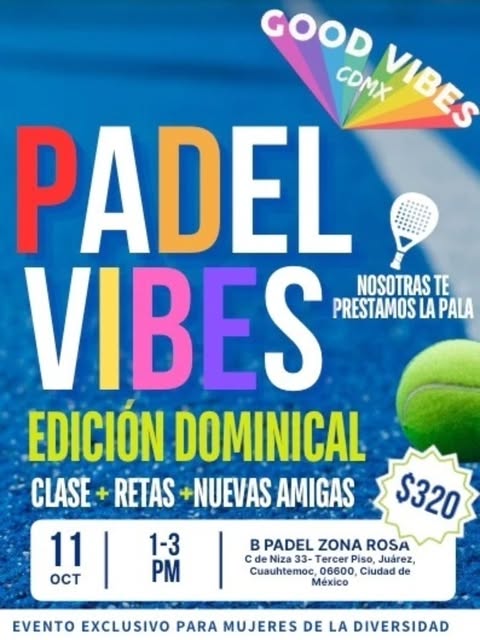 Flyer de B Padel Zona Rosa (Niza 33, tercer piso, CDMX)