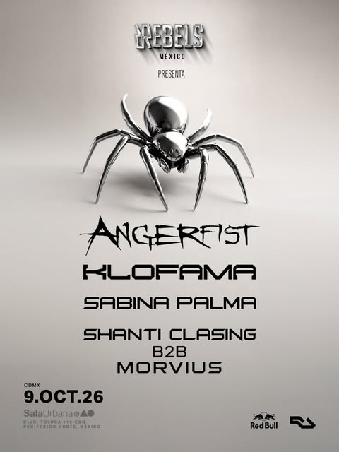 Flyer de Angerfist · Klofama · Sabina Palma · Shanti Clasing B2B Morvius