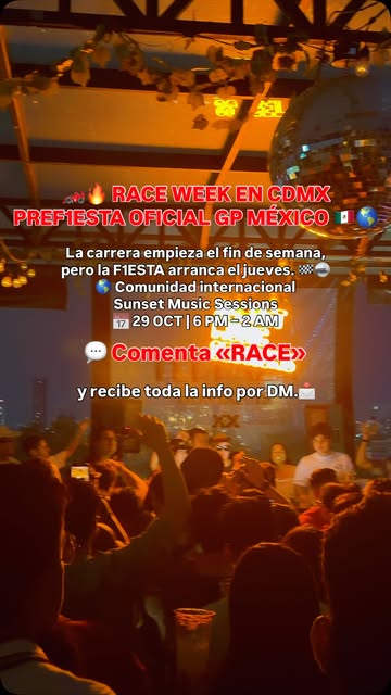 Flyer de Este jueves 29 de octubre arrancamos el fin de semana de F1 con Sunset Music Sessions