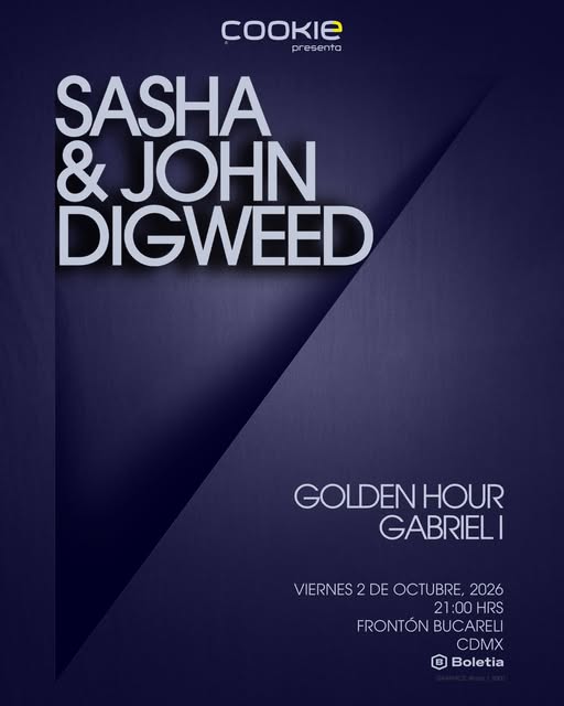 Flyer de Sasha & John Digweed en México - 2 de Octubre 2026 - Frontón Bucareli