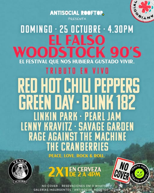 Flyer de Tributo: Red Hot, Green Day, Blink-182, Linkin Park