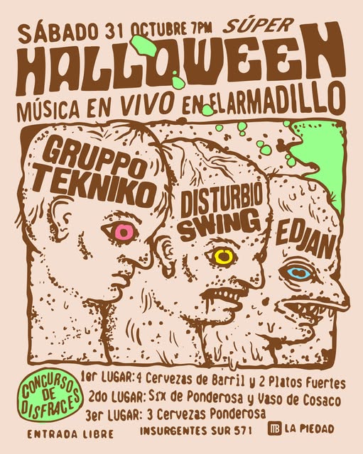 Flyer de Halloween en El Armadillo