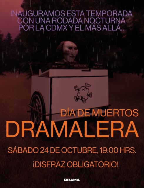 Flyer de Recorrido en bici con música y disfraces