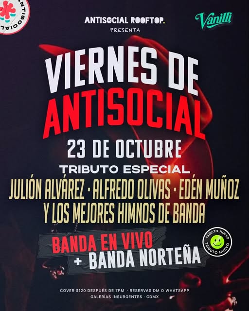Flyer de ¡ESTE VIERNES 23 de octubre cambiamos el mood para una noche de puro buenos rolones