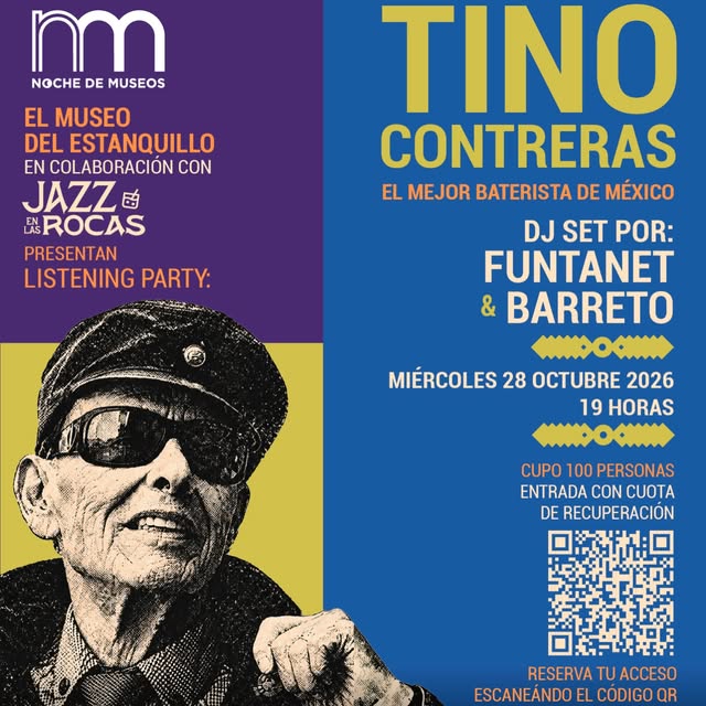Flyer de La cita es este miércoles 28 de octubre a las 19 horas en la terraza del recinto, durante la Noche de Museos del mes