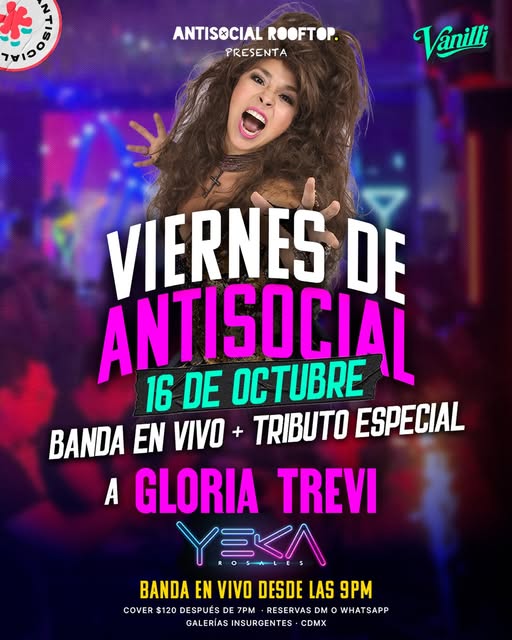 Flyer de Tributo a Gloria Trevi con Yeka Rosales