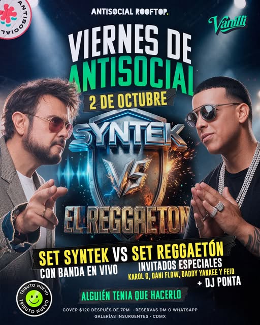 Flyer de Aleks Syntek vs El Reggaetón
