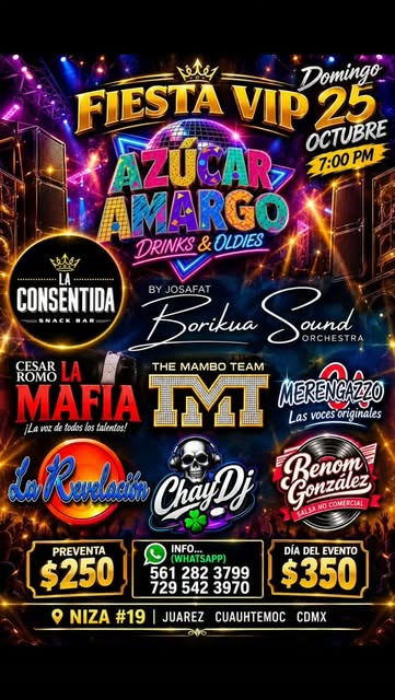 Flyer de Noche de Salsa y Merengue en Azúcar Amargo